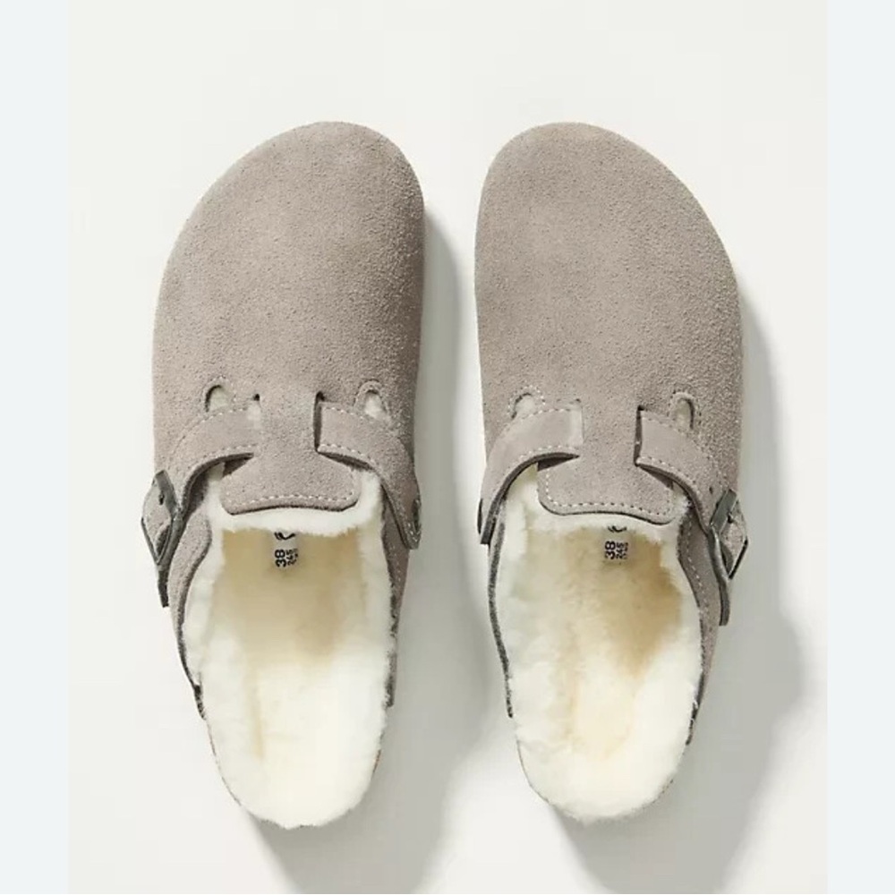 Birkenstock Women's Boston Shearling Buckle Mules